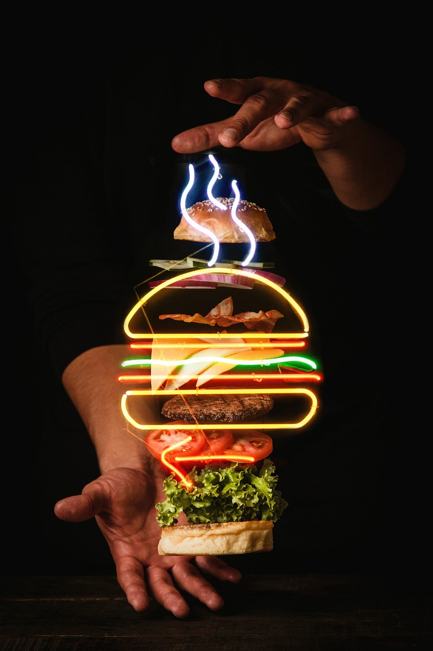 gallery-01 burger, patties, vegetables, buns, fast food, floating, hands, food, poster, advertising, neon, entrepreneurship, burger, burger, burger, burger, burger, fast food